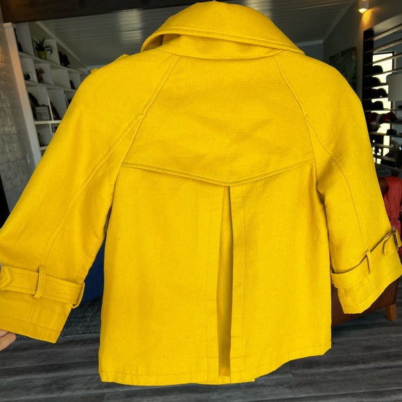 LOFT Womens Yellow Double Breasted Short Trench Coat - Picture 5 of 11